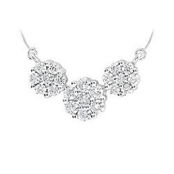 Diamond Flower Pendant : 14K White Gold - 0.50 CT Diamonds