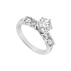 Diamond Engagement Ring : 14K White Gold - 0.75 CT Diamonds