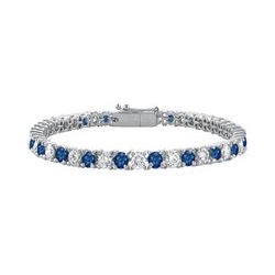 Sterling Silver Round Diffuse Sapphire and Cubic Zirconia Tennis Bracelet 7.00 CT TGW