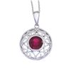 Image 1 : 14K White Gold Ruby Filigree Pendant With 18" Chain