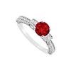 Image 1 : Ruby and Diamond Engagement Ring : 14K White Gold - 1.00 CT TGW