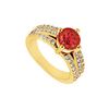 Image 1 : Ruby and Diamond Engagement Ring : 14K Yellow Gold - 1.00 CT TGW
