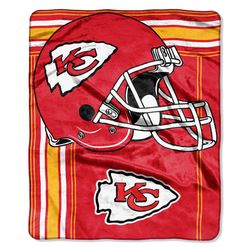 Kansas City Chiefs Blanket - 50X60 Royal Plush Raschel Throw - Touchback Designâ