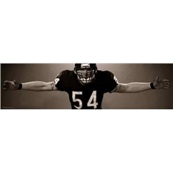 Brian Urlacher Unsigned B&W BEAR HUG Poster 19X72