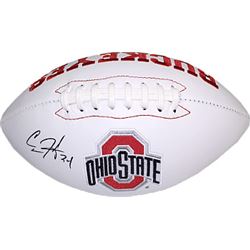 Carlos Hyde Signed Ohio State Buckeyes White Logo Football #34- JSA Hologram