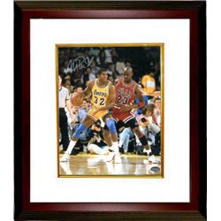 Magic Johnson Signed Los Angeles Lakers 16X20 Photo Vs Michael Jordan Custom Framed