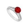 Image 1 : Ruby and Diamond Engagement Ring : 14K White Gold - 1.25 CT TGW