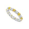 Image 1 : 14K White Gold Yellow Sapphire and Cubic Zirconia Prong-Set Eternity Band 1.00 CT TGW