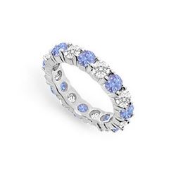 Tanzanite and Diamond Prong-Set Eternity Band : 14K White Gold - 3.00 CT TGW