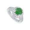 Image 1 : Emerald and Diamond Engagement Ring : Platinum - 4.00 CT TGW