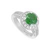 Image 1 : Emerald and Diamond Engagement Ring : 14K White Gold - 4.00 CT TGW