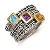 Image 1 : Sterling Silver W/14K Amethyst/Blue Topaz/Citrine 3 Stackable Rings
