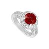 Image 1 : Ruby and Diamond Engagement Ring : 14K White Gold - 4.00 CT TGW