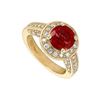 Image 1 : Ruby and Diamond Engagement Ring : 14K Yellow Gold - 4.00 CT TGW