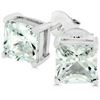 Image 1 : Sterling Silver Princess Cut Stud Earrings