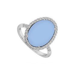 Sterling Silver Aqua Chalcedony and Cubic Zirconia Ring 16.00 CT TGW