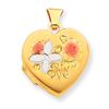 Image 1 : 14K & Rhodium Enameled Butterfly & Flowers 15Mm Heart Locket