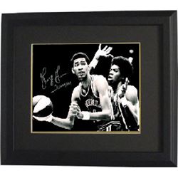 George Gervin Signed Virginia Squires ABA 8X10 Vintage B&W Photo Custom Framed Iceman