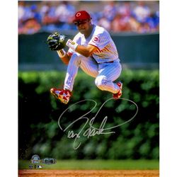 Barry Larkin Signed Jump Vertical 8X10 Photo