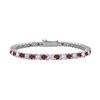 Image 1 : Ruby and Diamond Tennis Bracelet : 18K White Gold - 3.00 CT TGW