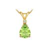 Image 1 : Diamond and Peridot Solitaire Pendant : 14K Yellow Gold - 1.00 CT TGW