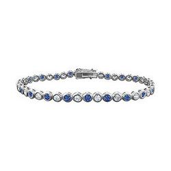 Sapphire and Diamond Tennis Bracelet : 18K Yellow Gold - 5.00 CT TGW