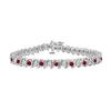 Image 1 : Ruby and Diamond Tennis Bracelet : 18K White Gold - 4.00 CT TGW