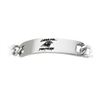 Image 1 : Stainless Steel Carolina Panthers Team Name and Logo ID Bracelet - 8 Inch