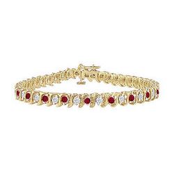 Ruby and Diamond Tennis Bracelet : 14K Yellow Gold - 5.00 CT TGW