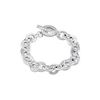 Image 1 : Sterling Silver 10.5mm Hammered Finished Link Bracelet with Toggle Clasp - 7.5 INCH