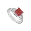 Image 1 : Ruby and Diamond Engagement Ring : 14K White Gold - 1.25 CT TGW