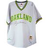 Image 1 : Rickey Henderson Signed Grey Throwback A’S Jersey (Signed On Front)