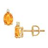 Image 1 : Diamond and Citrine Stud Earrings : 14K Yellow Gold - 2.04 CT TGW