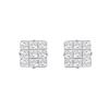 Image 1 : Cubic Zirconia 9 Cut Design Earrings : .925 Sterling Silver - 9 MM