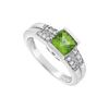 Image 1 : Peridot and Diamond Ring : 14K White Gold - 1.50 CT TGW