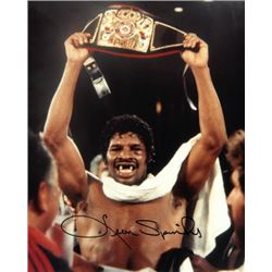 Leon Spinks Signed Boxing 8X10 Photo (Lifting Belt)