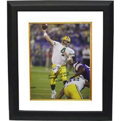 Brett Favre Signed Green Bay Packers 16X20 Photo Custom Framed W/5 Stats LTD- Favre Hologram