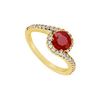 Image 1 : Ruby and Diamond Engagement Ring : 14K Yellow Gold - 0.75 CT TGW