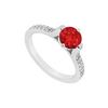 Image 1 : Ruby and Diamond Engagement Ring : 14K White Gold - 0.75 CT TGW
