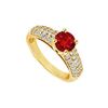 Image 1 : Ruby and Diamond Engagement Ring : 14K Yellow Gold - 1.50 TGW
