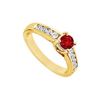 Image 1 : Ruby and Diamond Engagement Ring : 14K Yellow Gold - 1.00 CT TGW