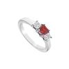 Image 1 : Ruby and Diamond Engagement Ring : 14K White Gold - 1.00 CT TGW