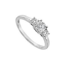 Three Stone Diamond Engagement Ring : 14K White Gold - 0.75 CT Diamonds