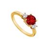 Image 1 : Ruby and Diamond Engagement Ring : 14K Yellow Gold - 1.25 CT TGW