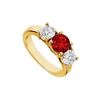 Image 1 : Ruby and Diamond Engagement Ring : 14K Yellow Gold - 2.00 CT TGW