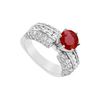 Image 1 : Ruby and Diamond Engagement Ring : 14K White Gold - 3.25 CT TGW