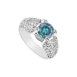 Blue Diamond Engagement Ring : 14K White Gold - 2.00 CT Diamonds