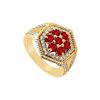 Image 1 : Ruby and Diamond Flower Ring : 14K Yellow Gold - 1.50 CT TGW