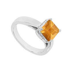 Citrine and Diamond Ring : 14K White Gold - 1.00 CT TGW