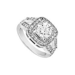 Diamond Engagement Ring : 18K White Gold - 1.25 CT Diamonds